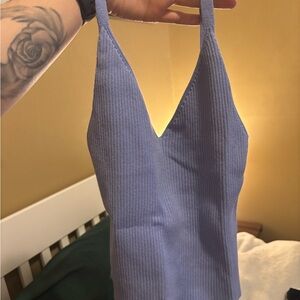 Aritzia Wilfred Blue Ribbed Top